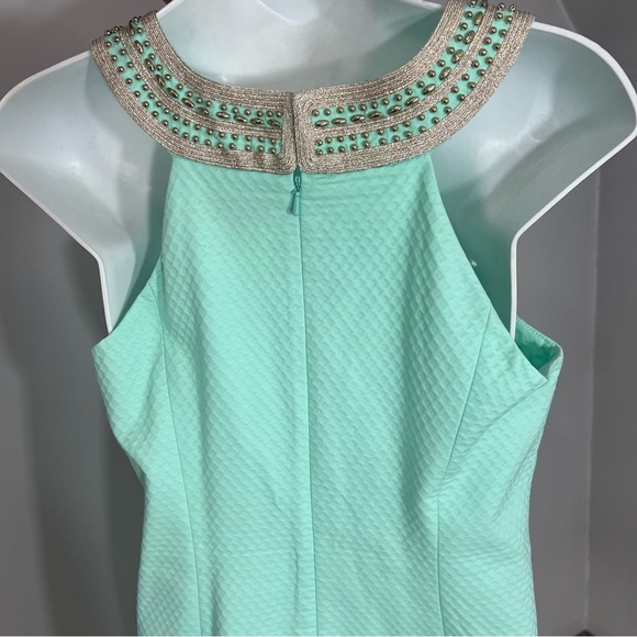 Lilly Pulitzer Mint Pastel Green Dress w/ Beaded Neckline size 2 Preppy Summer - Picture 11 of 12